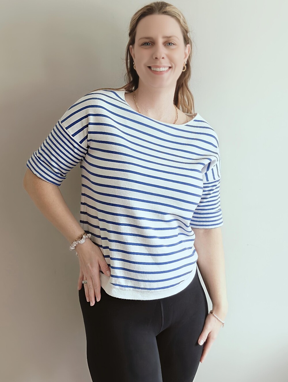 Zara Breton Stripe Knit Top | Size L | Nautical Blue White French Coastal Basics